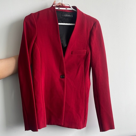 Zara red blazer, gently used - Picture 1 of 4